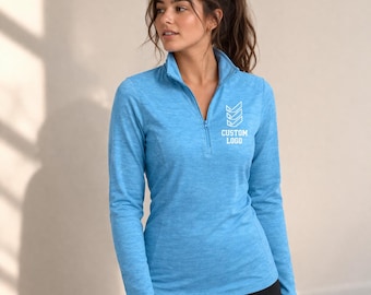 Custom Sports Quarter Zip, Women Moisture-Wicking (Personalized Logo, Text)