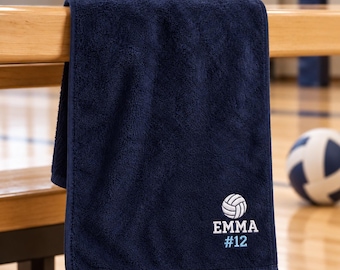 Personalized Embroidered Sports Towel, Custom Name and Number Hand Towel, Volleyball Player Gift, Team Gift, Coach Gift