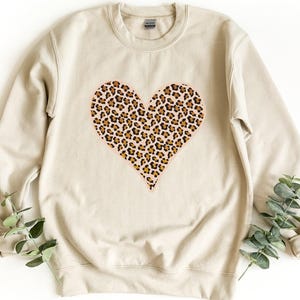 Leopard Heart Sweatshirt:  Cheetah Print (Crewneck Pullover)