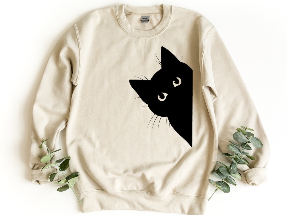 Cat Lover Sweatshirt Black Cat Sweatshirt, Cat Lover Sweatshirt, Cat Lover Gift, Cats Hiding Sweater, Gift For Cat Lover Cat Lover Sweater Gifts For Day Livingmall