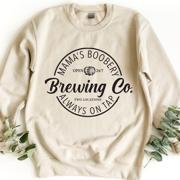 Sweat-shirt drôle pour nouvelle maman, Mama's Boobery, col rond confortable (tailles unisexes)