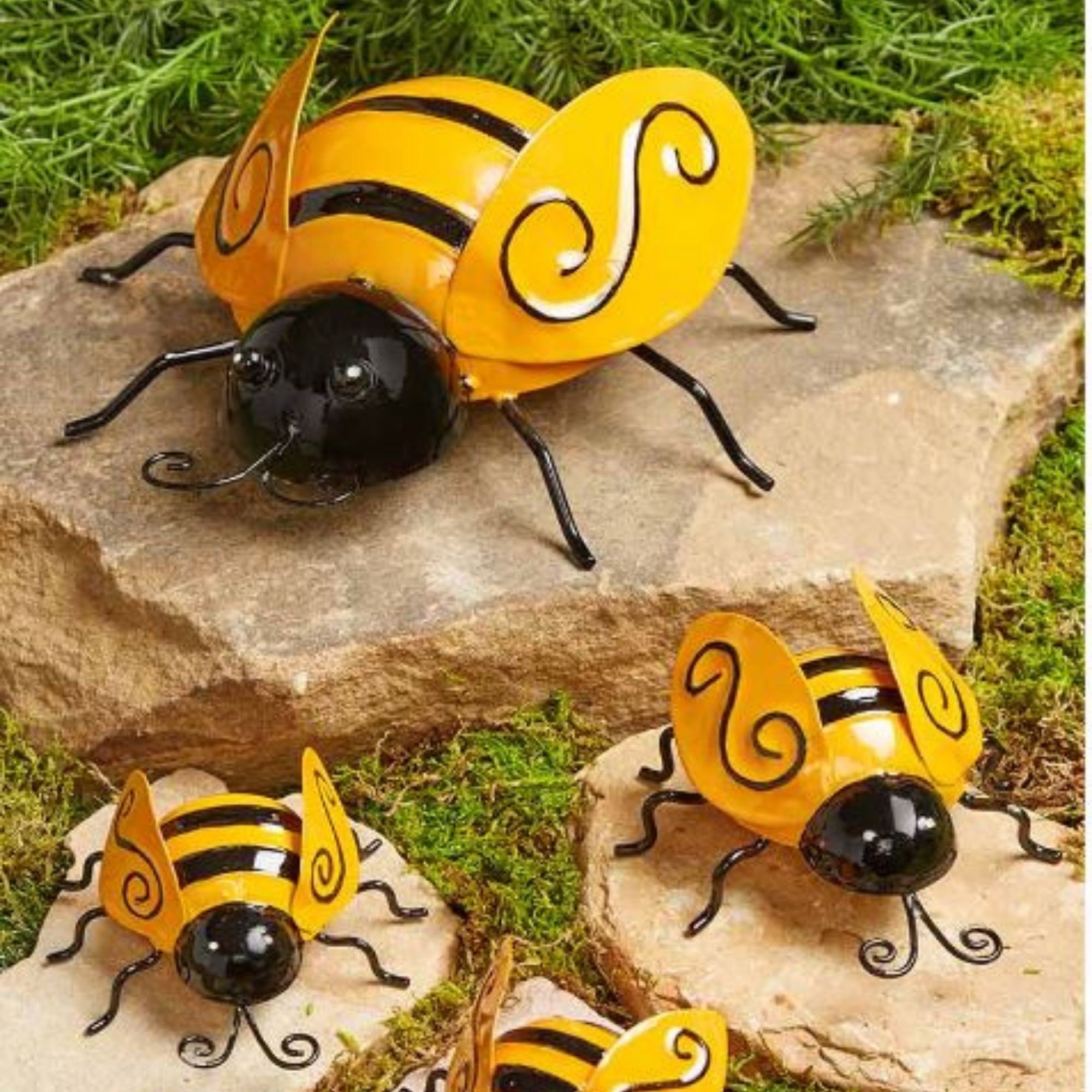 Set of 4 Metal LADYBUGS Insects Porch Patio Fence Wall Garden Outdoor Art Decor 