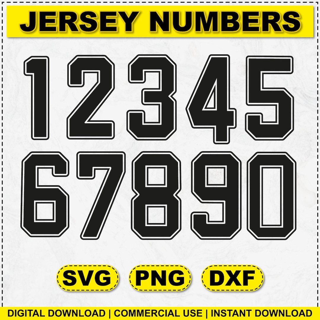 Jersey Numbers Svg Jersey Font Svg Jersey Number Templates Etsy