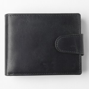 Carteira RFID de couro genuíno preta personalizada para homens (11 compartimentos para cartão)