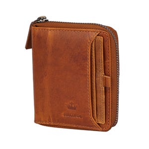 Personalised Leather Wallet, Handmade Mens Zipper RFID Personalised Wallet, Custom Embossed Gift, Anniversary, Birthday Gift, Gift For Dad