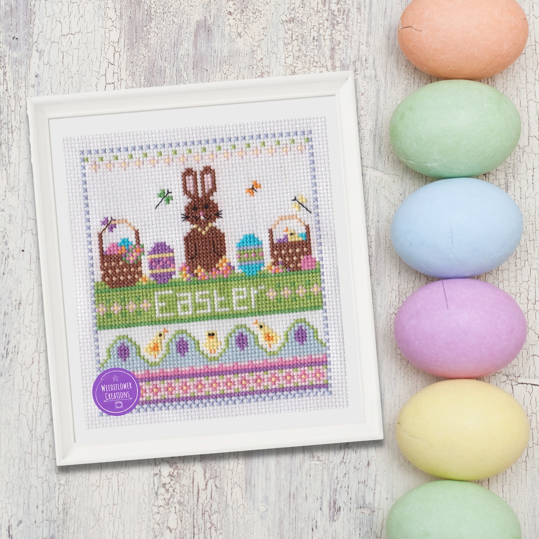 Easter Bunny Cross Stitch Chart: Spring Sampler (PDF Pattern) - Etsy