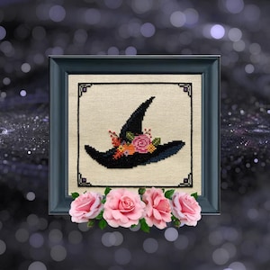 Boo-Chic Witch Hat, Halloween Cross Stitch Pattern, Magical Witchy  XStitch Chart, Instant Download PDF, Autumn Witches X-Stitch, Fall Decor