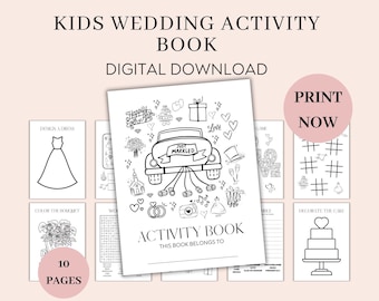 Wedding Activity Coloring Book for Kids, Instant Download Digital Files Kids Wedding Activity Pack, Wedding ideas, keep children entertained