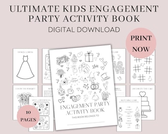 Engagement Party Activity and Coloring Book for Kids, Instant Download Kids Wedding Activity Pack, Wedding ideas, keep children entertained