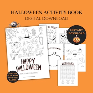 Halloween Activity Printable, Halloween Coloring, Halloween Kid Printables, Halloween instant party favor games, Halloween fun activity