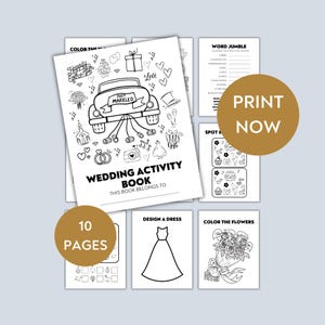 Pack d'activités de mariage pour enfants, livre de coloriage d'activités de réception de mariage pour enfants, livre de coloriage de mariage, jeux de sacs à main pour mariage à imprimer