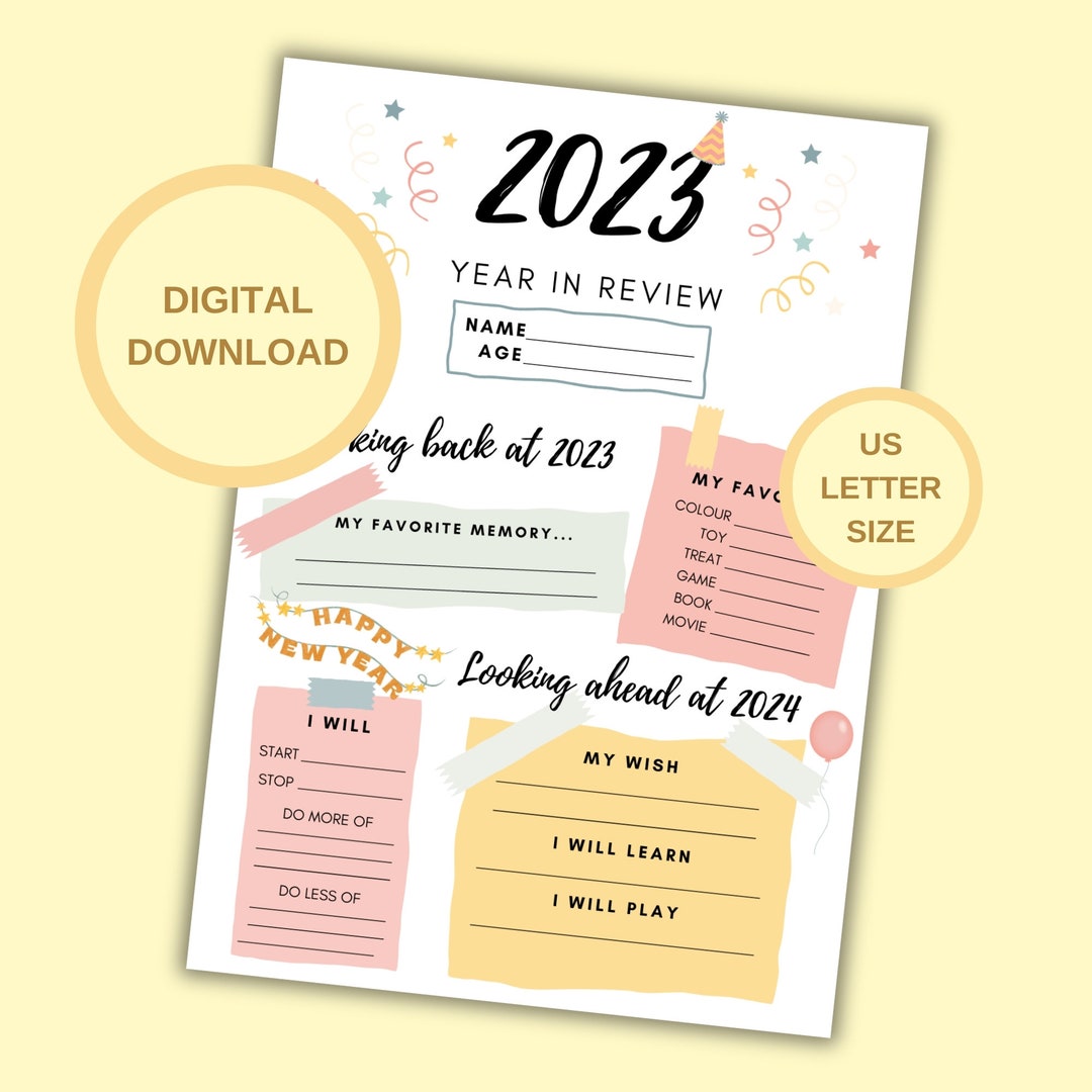 2023 Kids Year in Review, New Years Resolution 2024 Printable, Kids ...