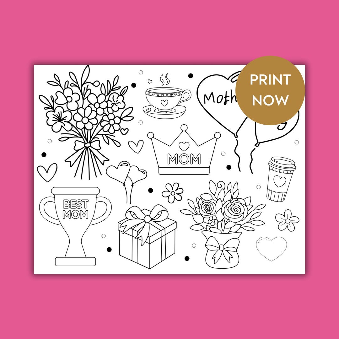 Mother’s Day Coloring Page, Printable Mother’s Day Activity, Kids