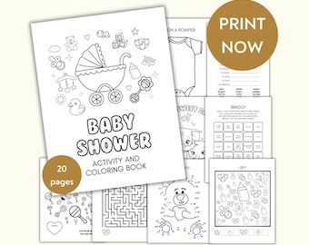 Baby Shower Printable Activity and Color Book, Baby Shower kids activity, Baby Shower kids games color page, Baby shower kids table activity