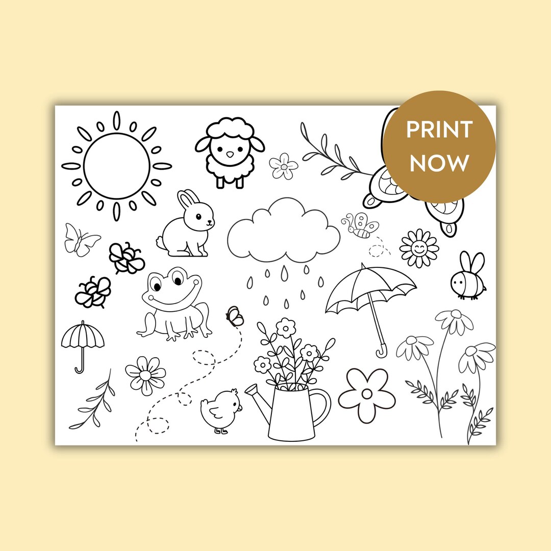 Spring Color Sheetsentary Spring Printable Color Page, Spring Themed Color Sheet, Spring Time ...
