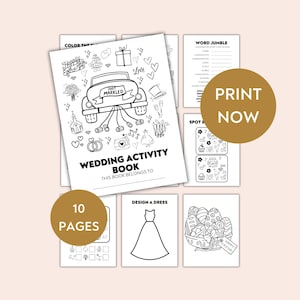 Libro da colorare per bambini con attività di matrimonio, download immediato di file digitali Pacchetto di attività per bambini con attività di matrimonio, idee per matrimoni, intrattenere i bambini