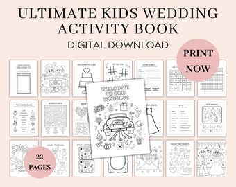 Ultimate Kids Wedding Activity Coloring Book, Téléchargement instantané de fichiers numériques, Pack d'activités de mariage pour enfants, Idées de table de mariage,