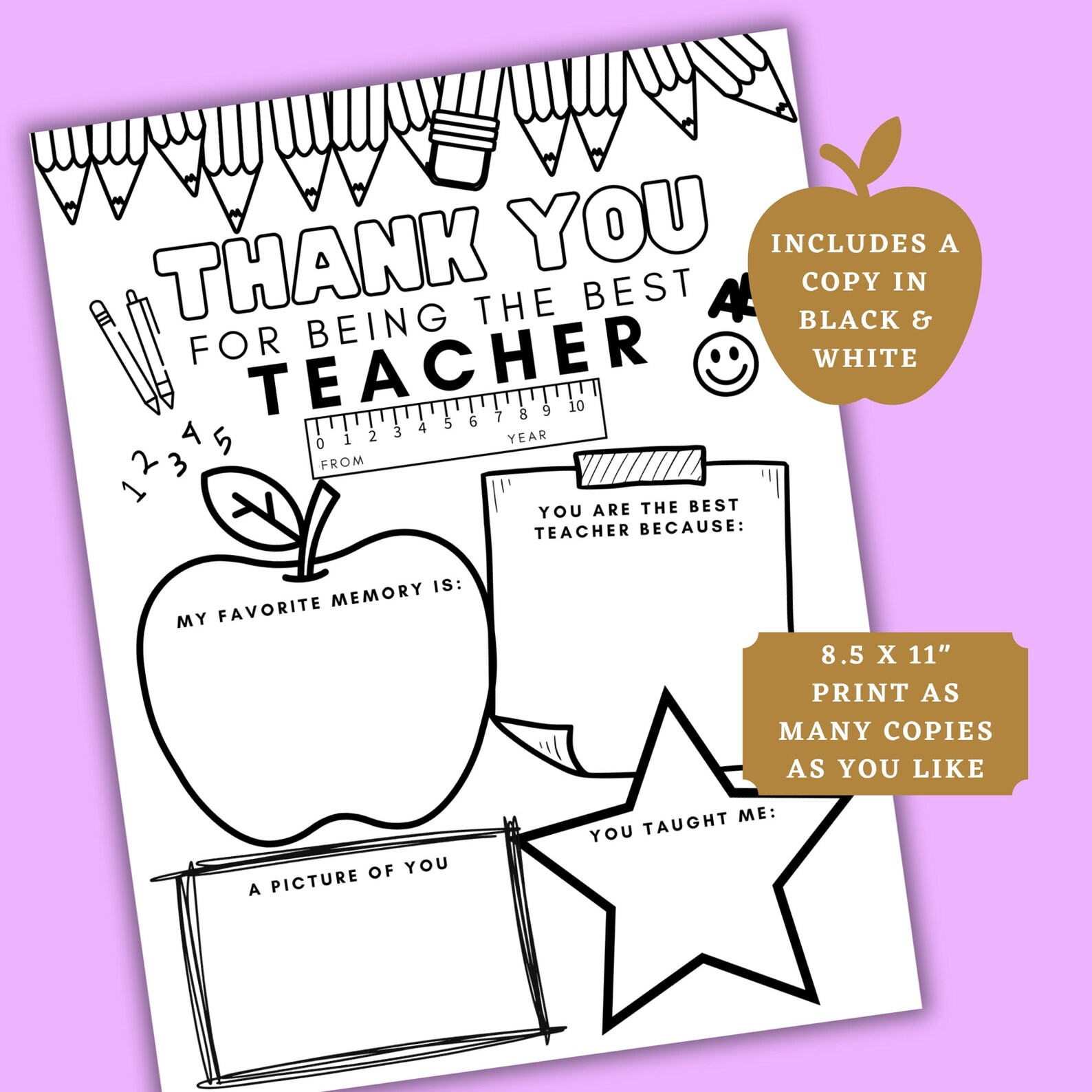 Thank You for Being the Best Teacher Printable, Teacher Appreciation ...