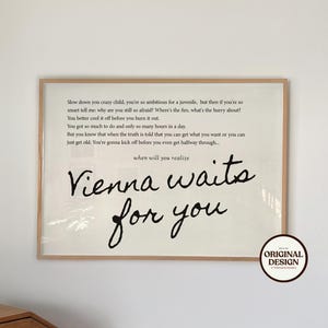 Vienna Song Lyrics Print: Billy Joel, Landscape Wall Art (Digital Download)