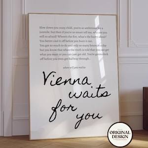 Billy Joel Vienna Lyrics Print: Downloadable Wall Art (PDF & JPG Files)