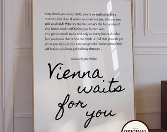 Billy Joel Vienna Lyrics Print: Downloadable Wall Art (PDF & JPG Files)