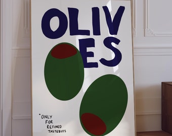 Olives Art Print: Retro Kitchen Wall Decor (Digital Download)