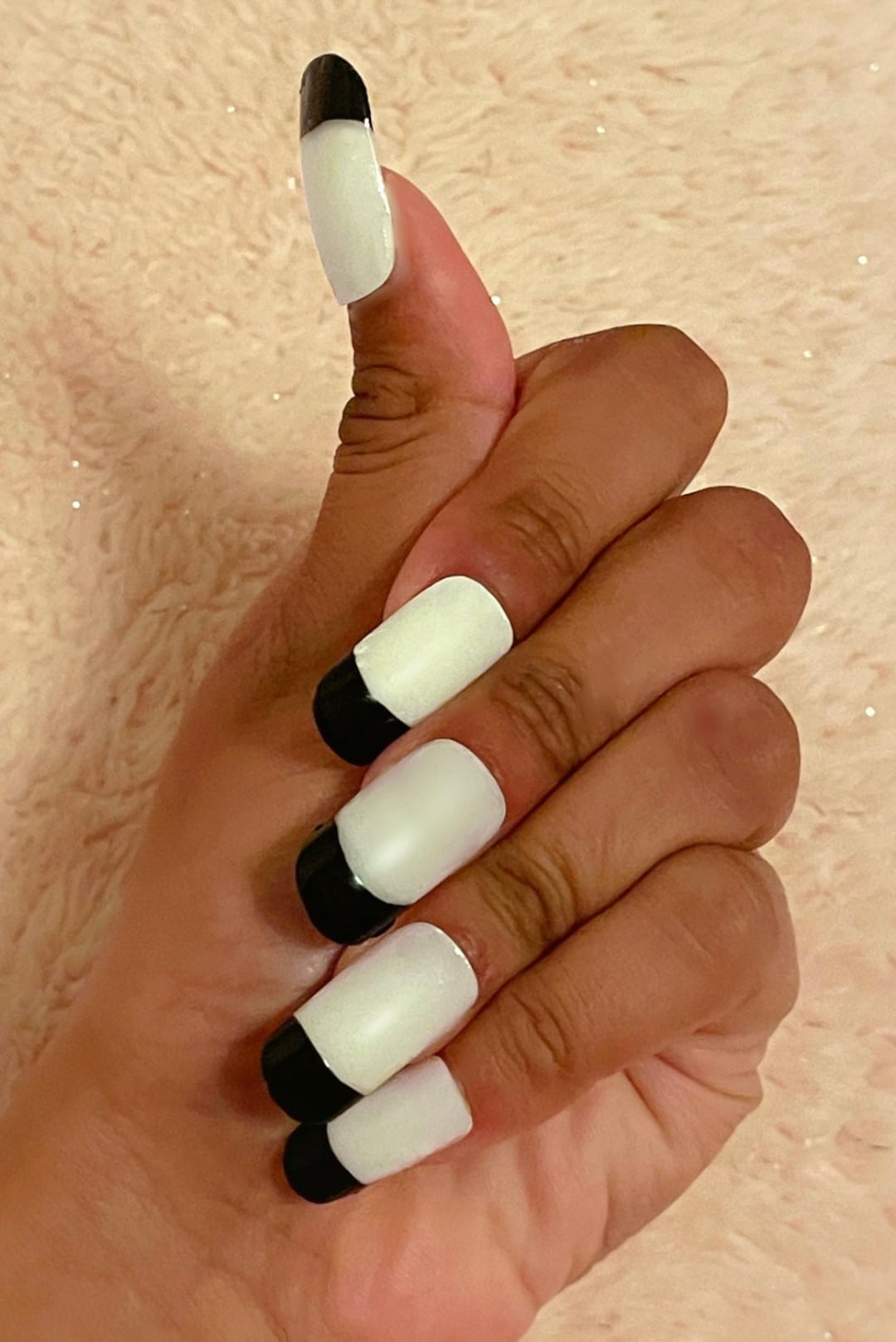 Black French Tip Nail / Square Nails / Press on Nails / Nail - Etsy Black French Tip Nail / Square Nails / Press on Nails / Nail - Etsy