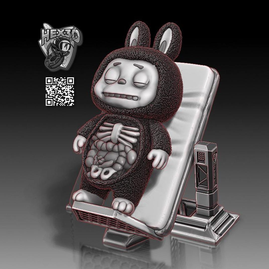 3D Printed Autopsy Labubu Figure With Stand - Etsy