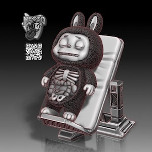 3D Printed Autopsy Labubu Figure with Stand