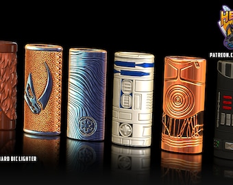 Estuches para encendedores con temática de Star Wars: arte de fans impreso en 3D con gran detalle, perfectos para personalizar.