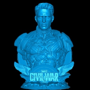 3D Resin Printed Bust of Chris Evans as Captain America – Civil War, Highly Detailed, 4 Head Options, Unpainted, Ready for Assembly, Fan Art