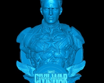 3D Resin Printed Bust of Chris Evans as Captain America – Civil War, Highly Detailed, 4 Head Options, Unpainted, Ready for Assembly, Fan Art