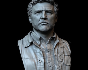 Busto di Joel Miller stampato in resina 3D – Pedro Pascal nei panni di Joel da "The Last of Us" – Molto dettagliato, 2 versioni
