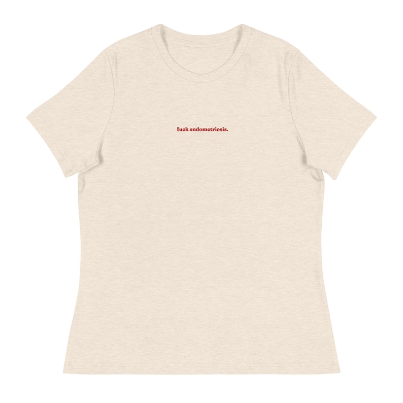 Fuck endometriosis embroidered t-shirt endo warrior endo awareness Heather Prism Natura