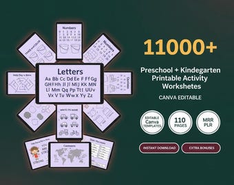 Educational PLR Bundle: Kids Activities, Worksheets, Coloring Pages (Digital Download)
