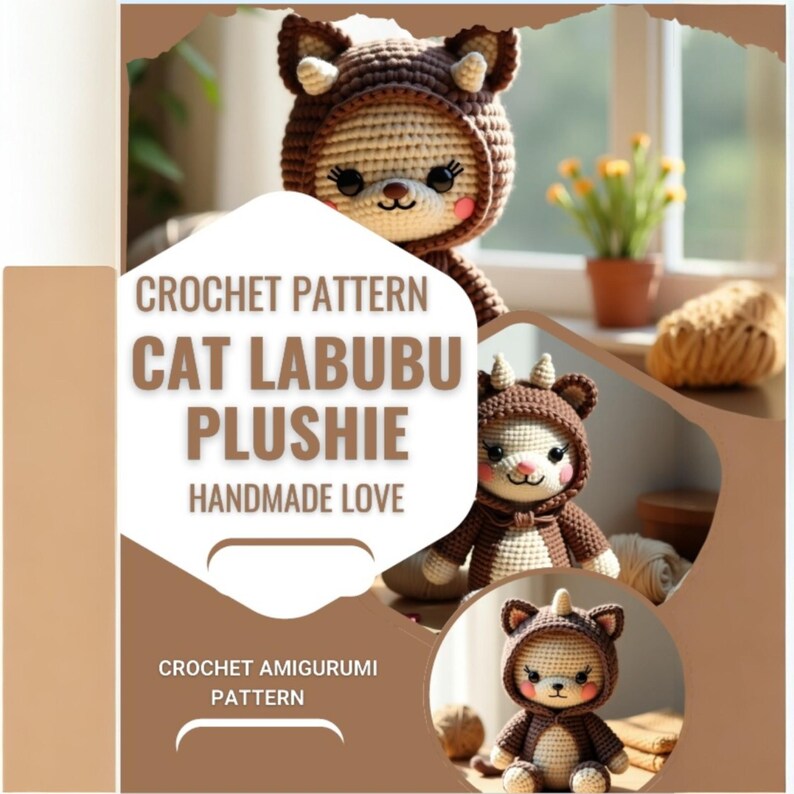 Labubu Cat Cat Labubu Crochet Pattern: Amigurumi Hoodie Doll PDF Tutorial English ...