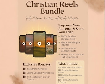 Christian Faceless Reels Bundle PLR MRR Bible Videos Faith Content