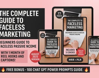 Faceless Digital Marketing Guide | Passive Income Ebook, MRR + PLR (Digital Download)