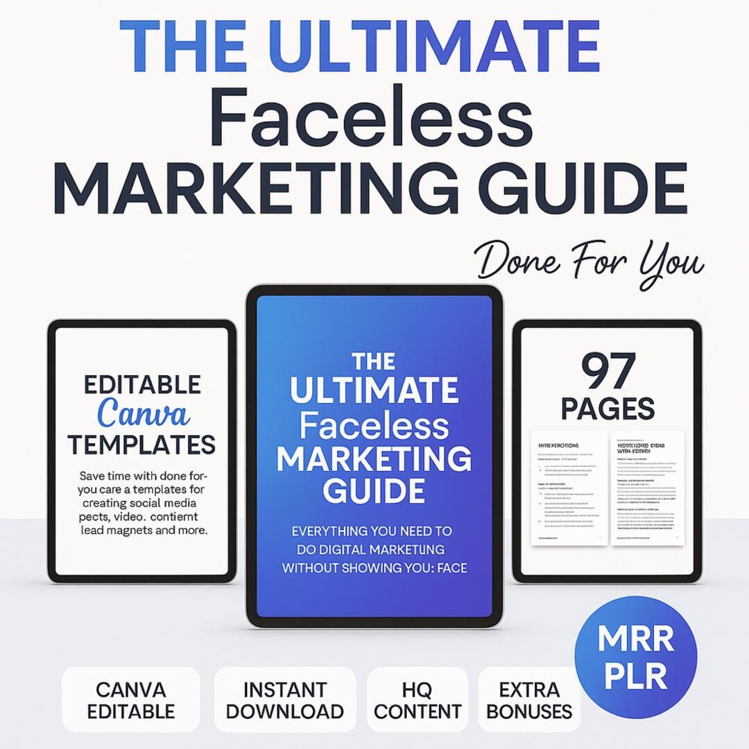 Faceless Marketing Guide 2024: MRR PLR Ebook With Canva Templates ...