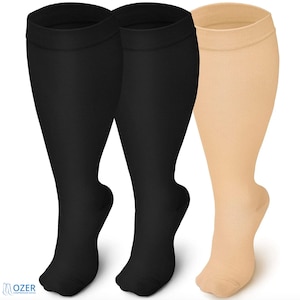 Extra Wide Calf 20-30mmHg Ozer Medical Compression Socks  Pain Relief Calf Leg Foot Support Stocking Men&Women (4XL-6XL)