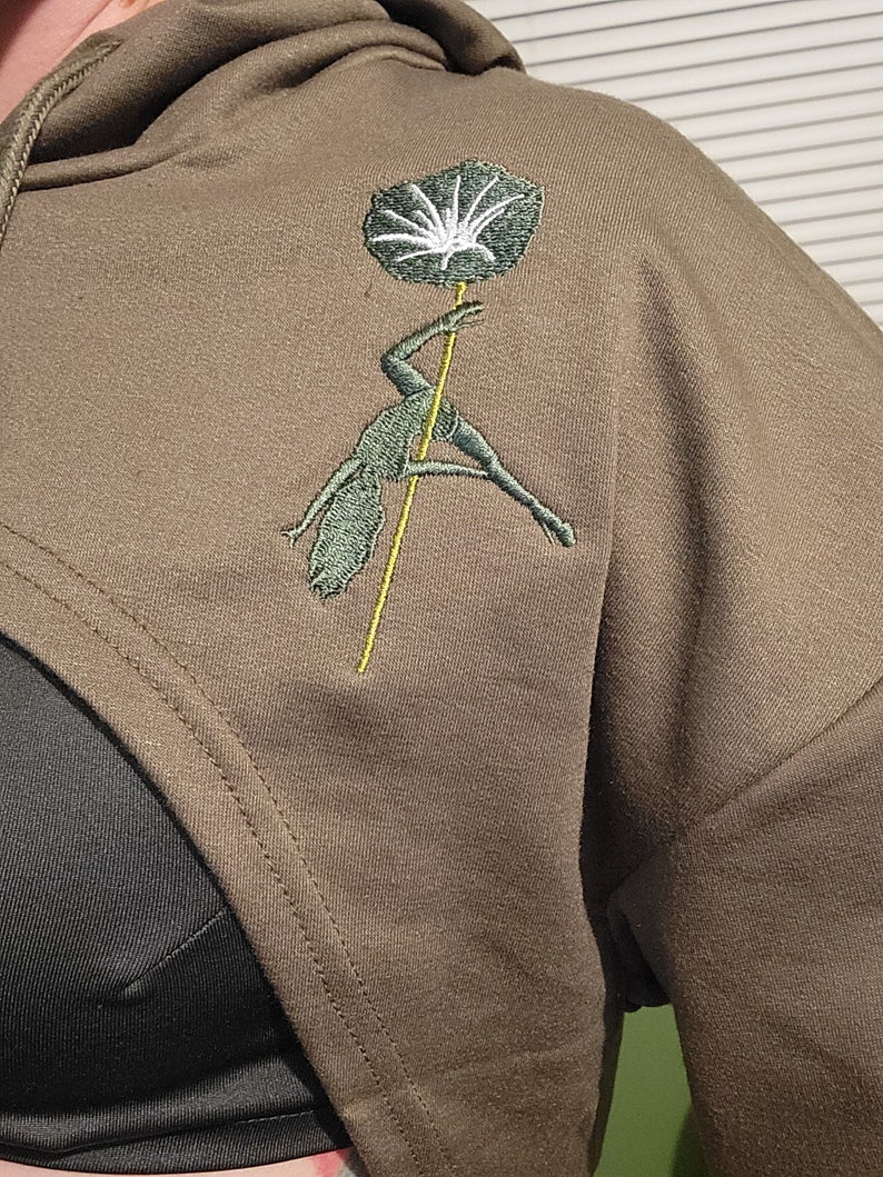 Subtle-TEE Long Sleeve SUPERCROP with Embroidered Pole Dancer image 2