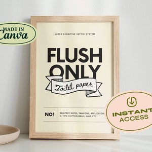 1 Page Septic Bathroom Sign - Editable Sensitive Septic Tank Sign! Flush only Toilet Paper Instructions, Airbnb Guest Septic System Rules