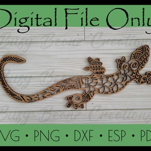 Lizard SVG - Glowforge Tested - Tropical - Gecko - Plumeria - Plant  Décor - Wall Décor - Animal - Laser Ready Cut Files - Glowforge