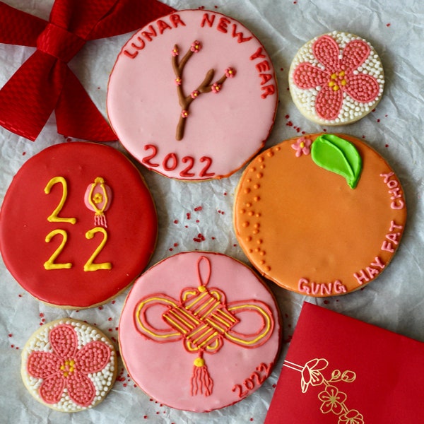 Lunar New Year Cookies, Year of the Tiger, 2022 Gung Hay Fat Choy Sugar Cookie