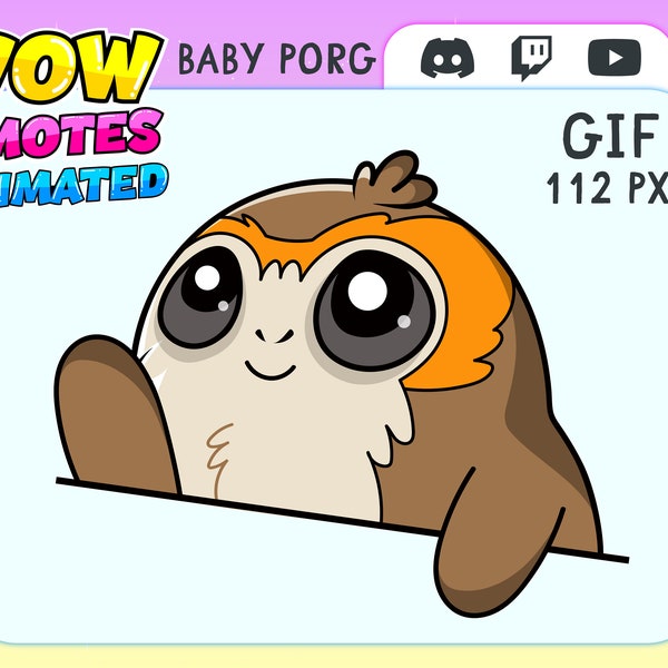 Porg bongo animated Twitch Emote, cute porg emote for Twitch, baby porg animated Emote, kawaii porg emote Twitch, Youtube, Discord, Streamer