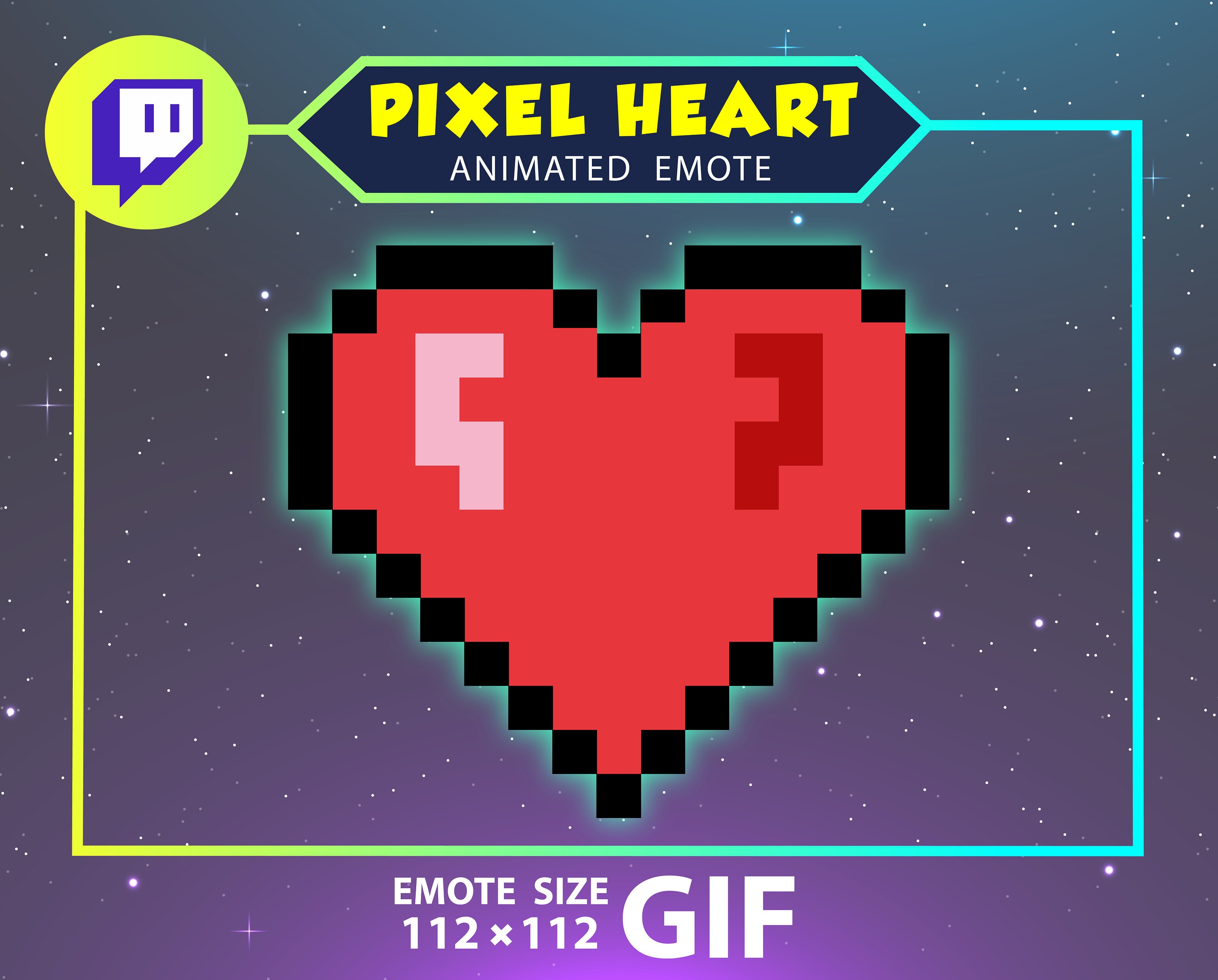Animated Pixel Heart Emote, Pixel Heart Twitch Emote, Youtube Emote