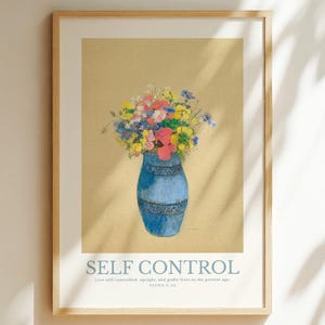 Arte con versículo sobre el autocontrol – Lámina bíblica floral vintage – "Vivan vidas sobrias" Tito 2:12 (Descarga digital)