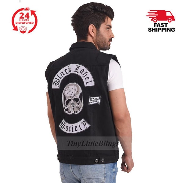 Denim Biker Vest Etsy