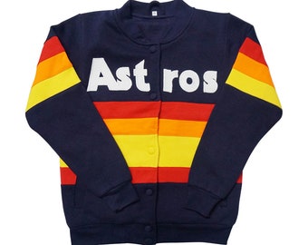 Handmade Astros Embroidered Blue With Stripes Jacket for Women 