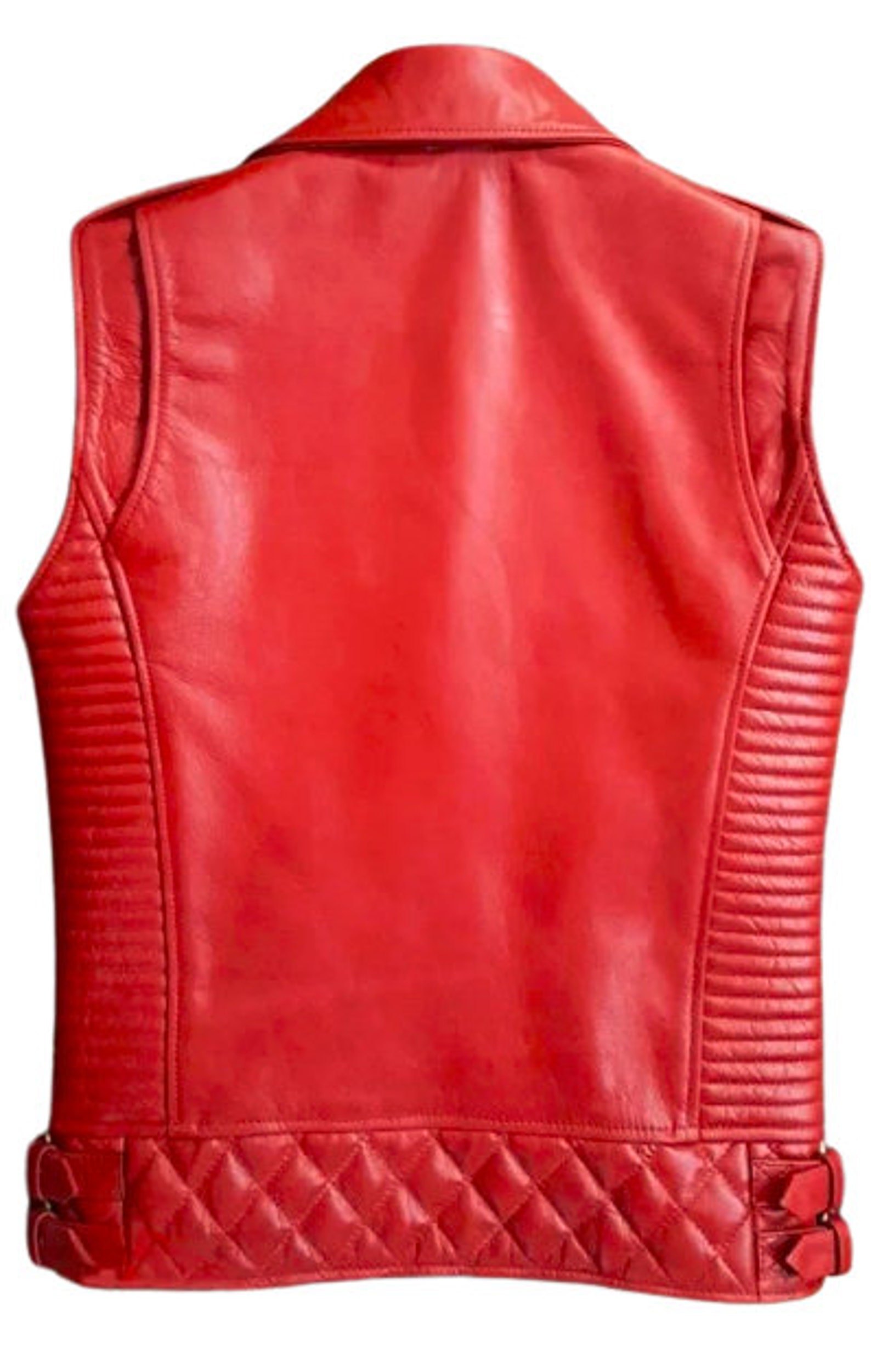 New Mens Red Leather Vest Biker Leather Vest Jacket Red Etsy